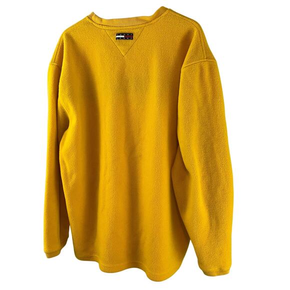Vintage Tommy Jeans Hilfiger Yellow Sweatshirt Crewneck Spellout Fleece XXL - Picture 5 of 5